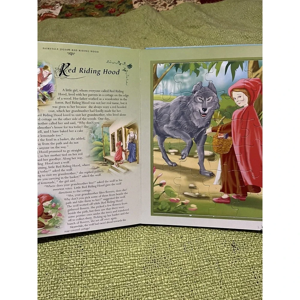 Fairy Tale Jigsaw Book Sleeping Beauty, Puss in Boots, Red Riding Hood, 6 Puzzle